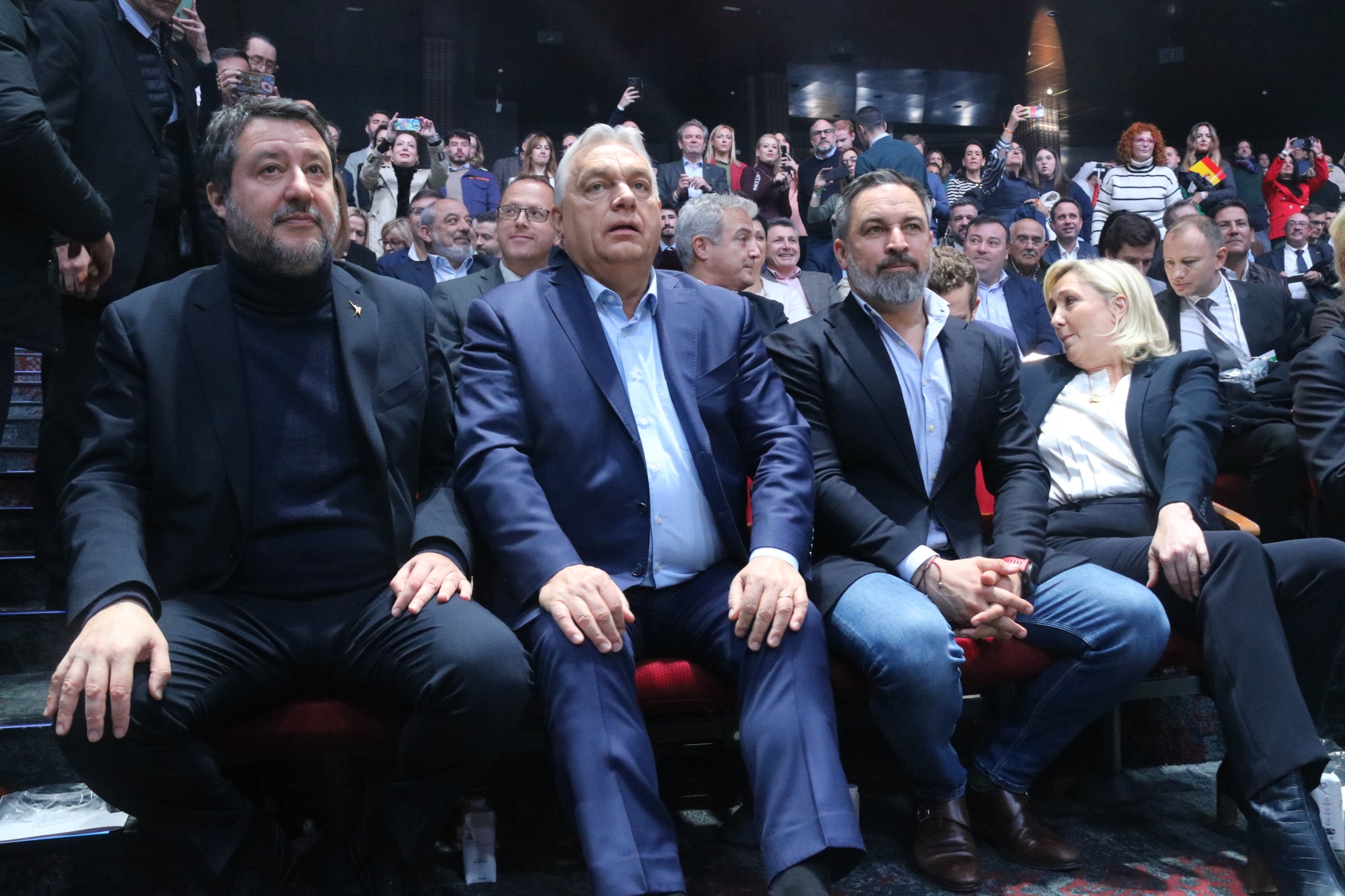 Salvini, Orban, Abascal y Le Pen, en la cumbre 'Patriots' de Madrid | Roger Pi de Cabanyes (ACN)