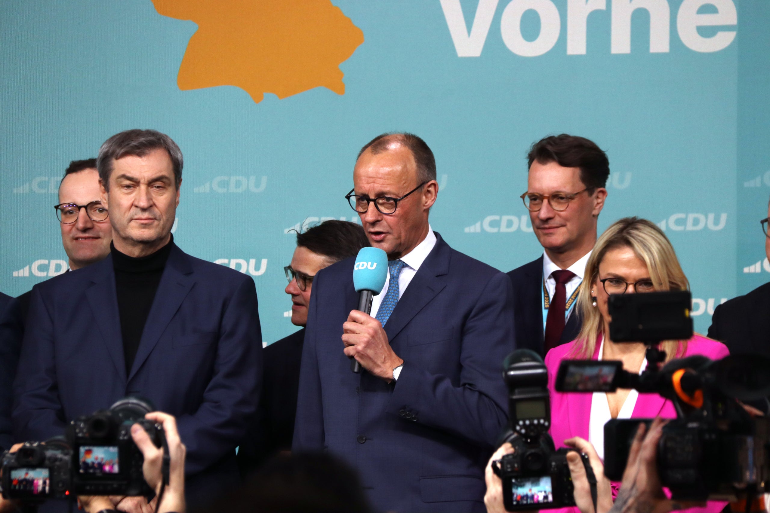 El líder de la CDU, Friedrich Merz, parla després de guanyar les eleccions a Alemanya / ACN