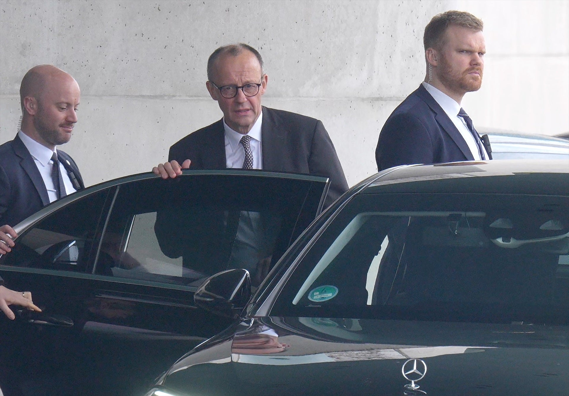 El líder democristiano Friedrich Merz a la salida de su reunión con el canciller en funciones Olaf Scholz / EP