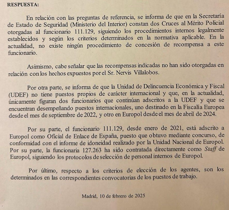 La resposta parlamentària de Marlaska sobre els destins d'or dels policies que han operat a l'Operació Catalunya/QS