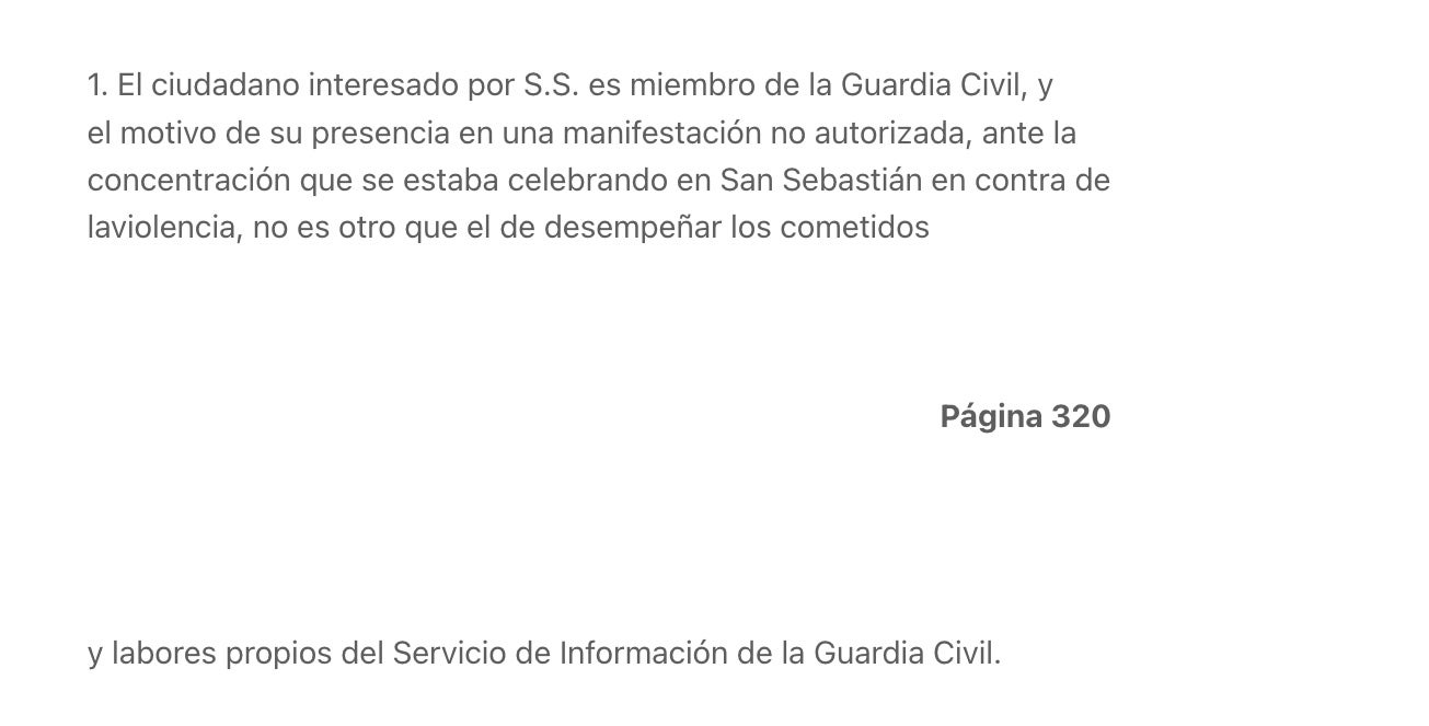 Part de la resposta parlamentària del govern d'Aznar sobre el cas de Carlos Aguilar, l'infiltrat de la guàrdia civil al sobiranisme basc/Congreso