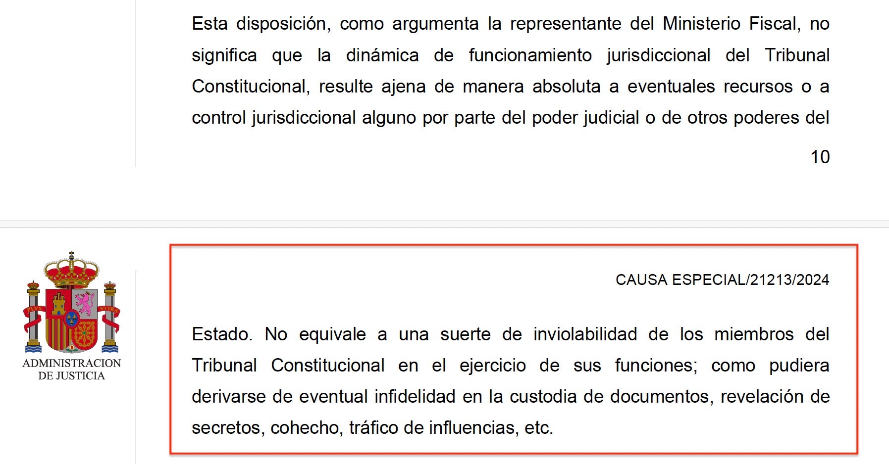 Una part de la resolució del Suprem  que ha indignat els magistrats del TC/QS