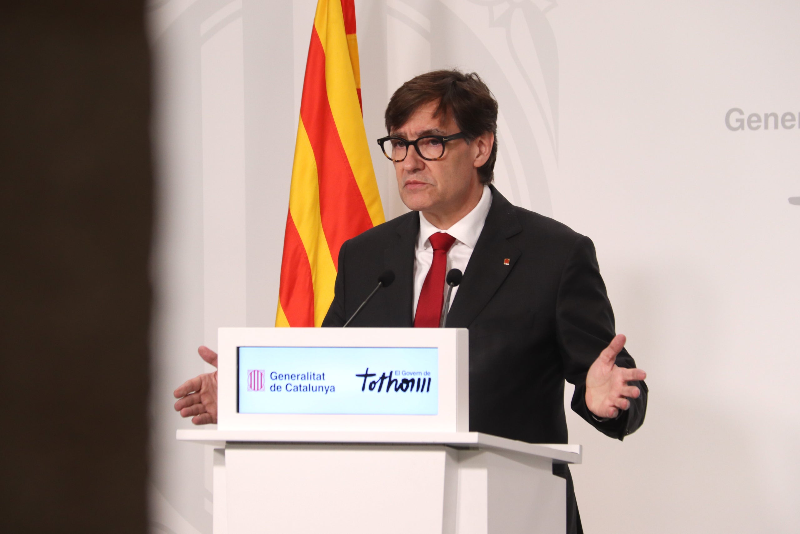 El president de la Generalitat, Salvador Illa, en roda de premsa | Maria Pratdesaba (ACN)