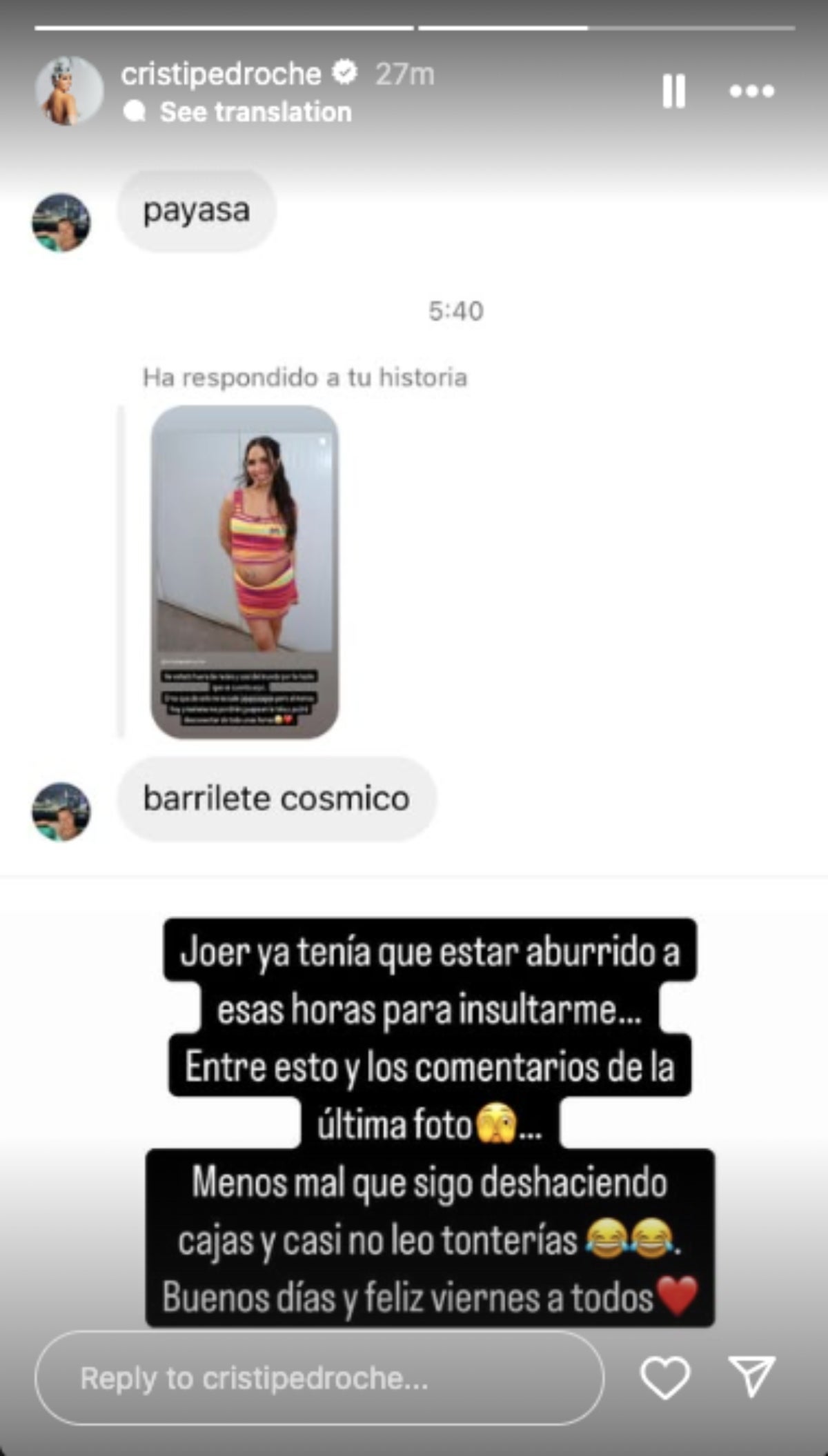 Cristina Pedroche respon a les crítiques que ha rebut en la seva última publicació | Instagram