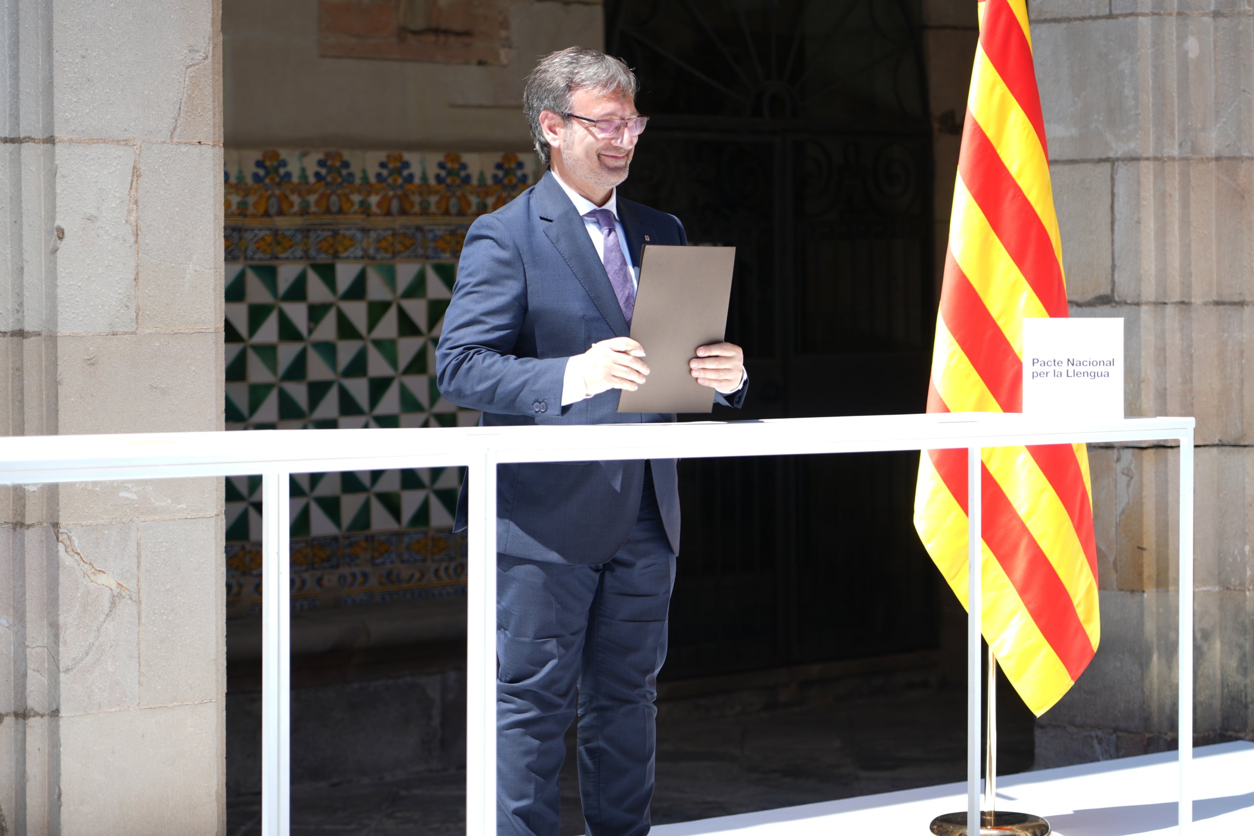 El consejero Xavier Vila, durante la firma del Pacto Nacional por la Lengua / Bernat Vilaró / ACN