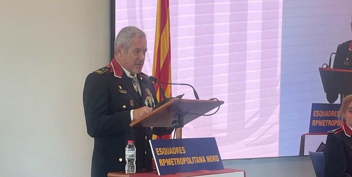 El comissari dels Mossos, Sergi Pla, en el seu discurs/Cedida