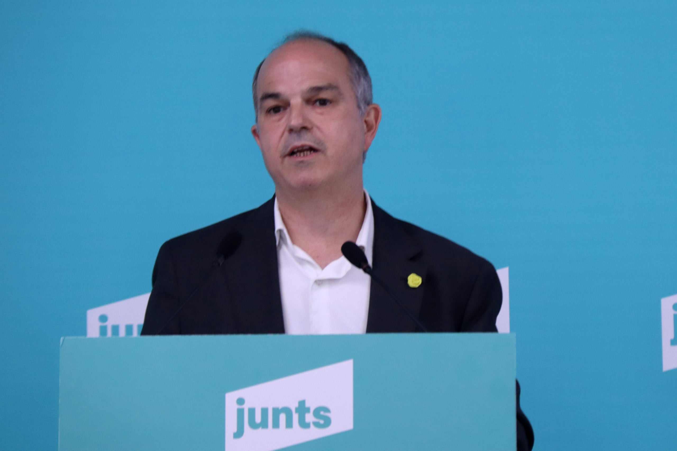 El secretari general de Junts, Jordi Turull, en roda de premsa a la seu del partit / ACN