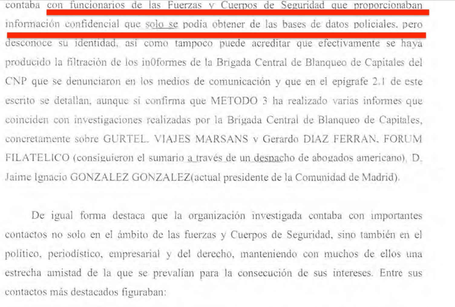 Part de l'informe Colombo on s'apunta la participació de la UDEF en investigacions prospectives/QS