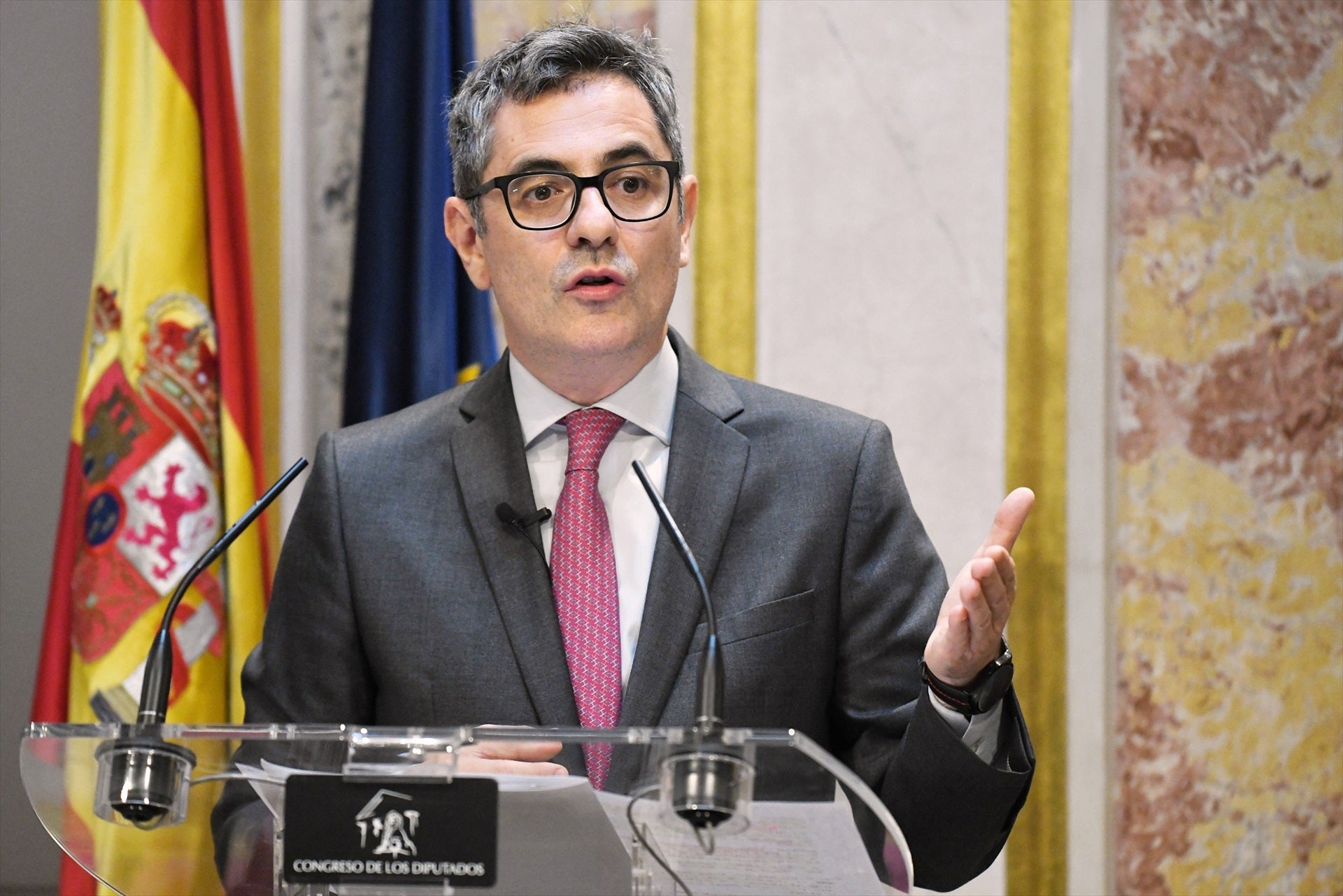 Bolaños en una intervenció al mitjans | Fernando Sánchez / Europa Press