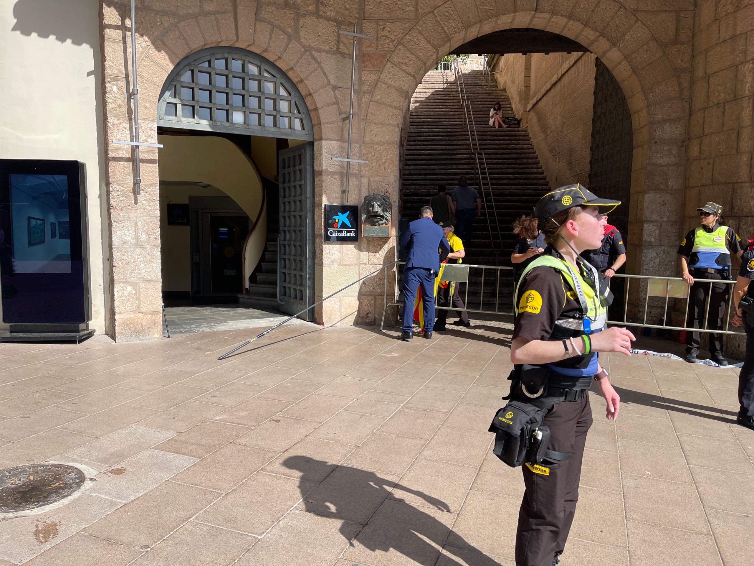 Membres de seguretat retiren estelades als manifestants i se les emporten a Montserrat/Quico Sallés
