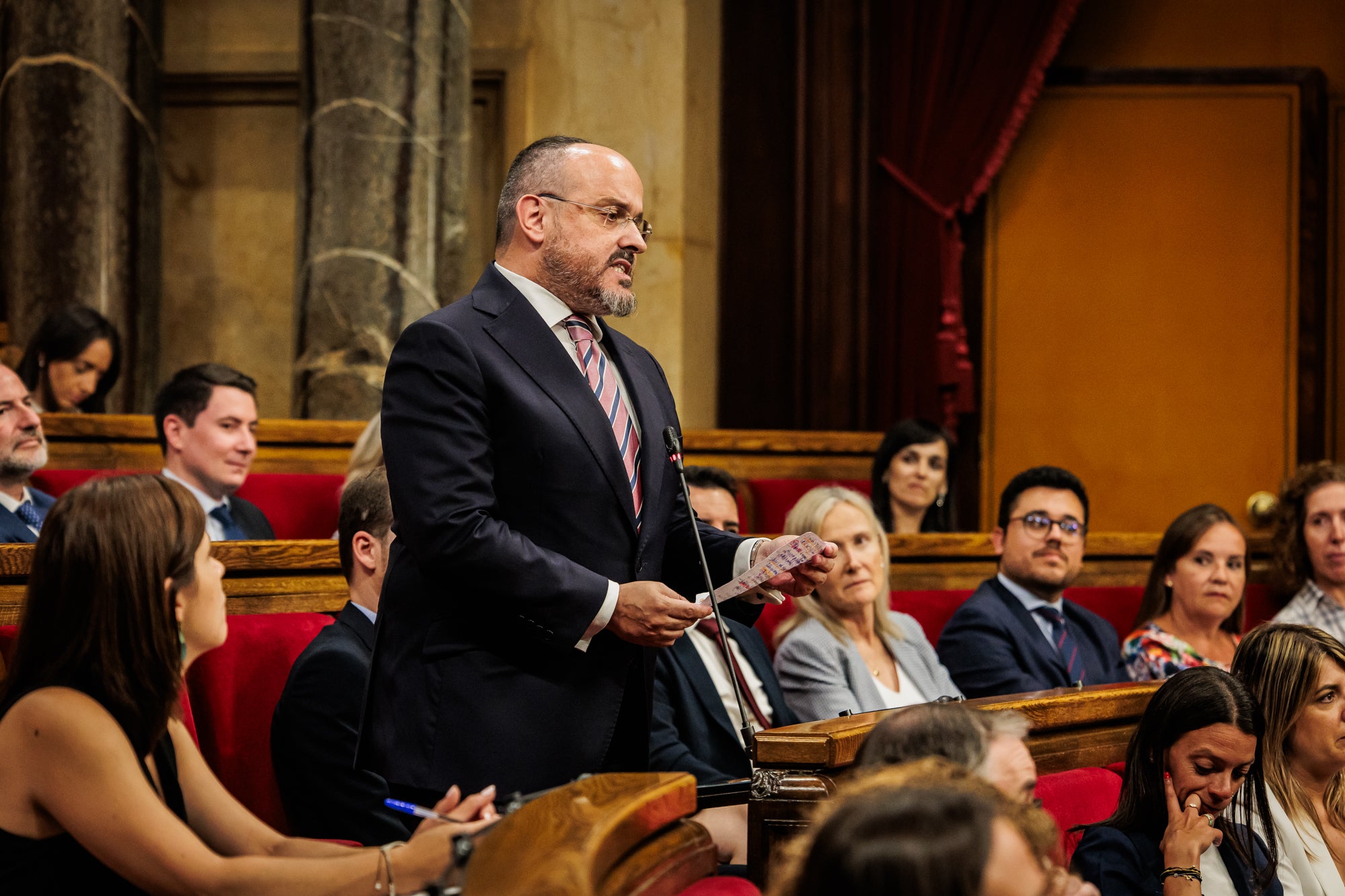 Alejandro Fernández, en un moment de la sessió de control d'aquesta setmana quan el va relacionar amb Xi-Li/ Parlament