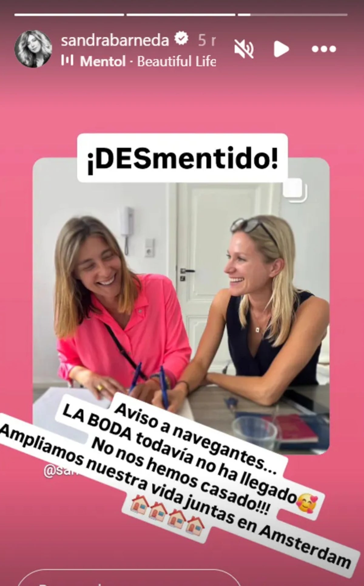 Sandra Barneda desmenteix les informacions sobre una boda amb la seva parella | Instagram