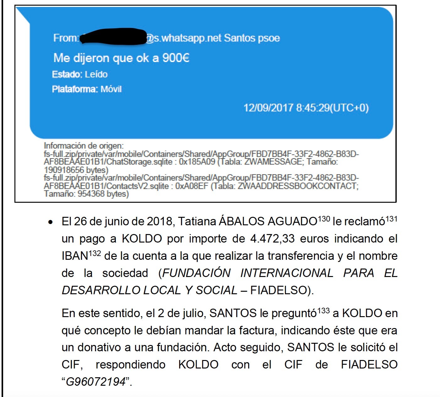 El whatsapp que el juez utiliza para encarcelar a Cerdán y que la defensa menosprecia/QS
