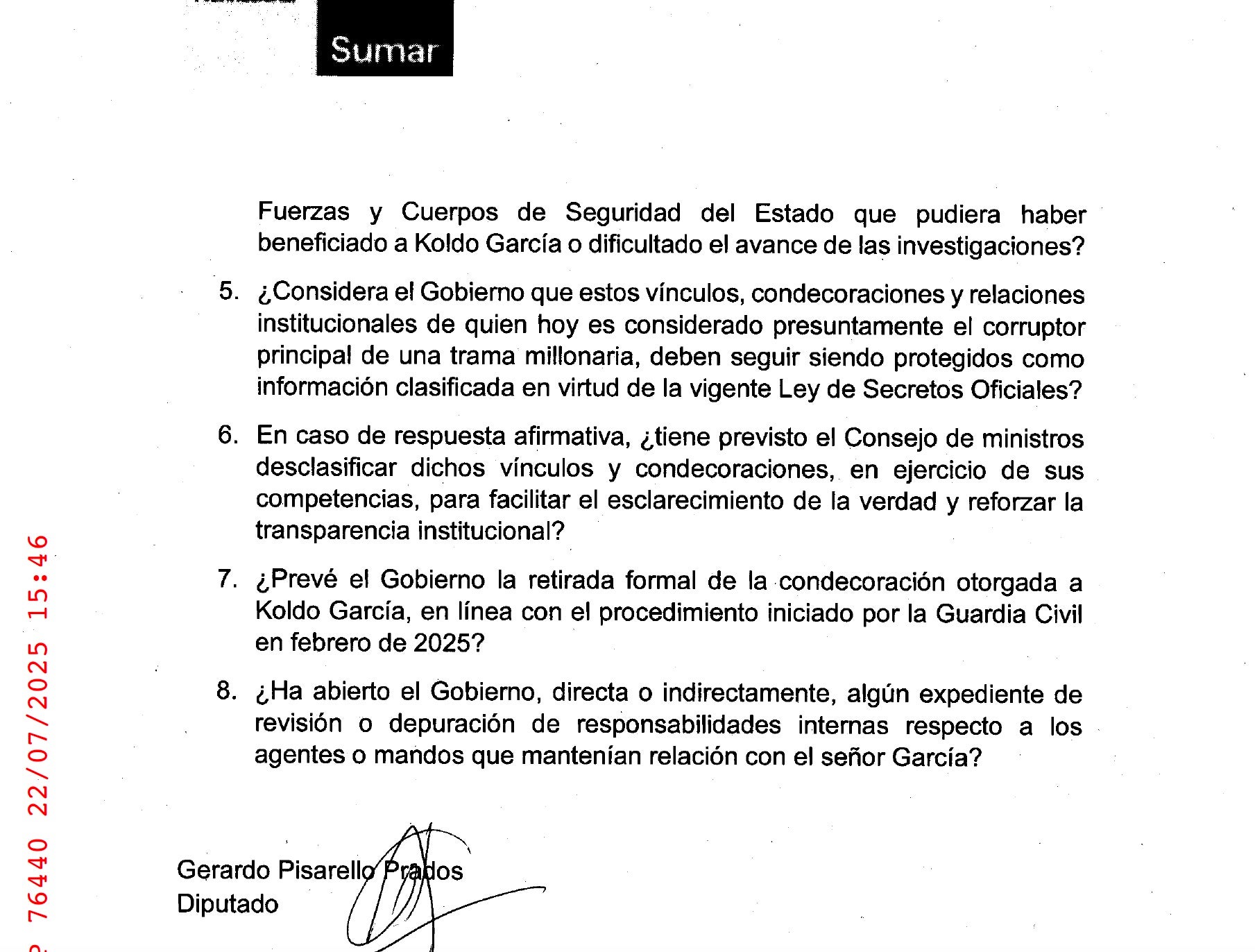 Preguntes parlamentàries presentades per Pisarello/QS