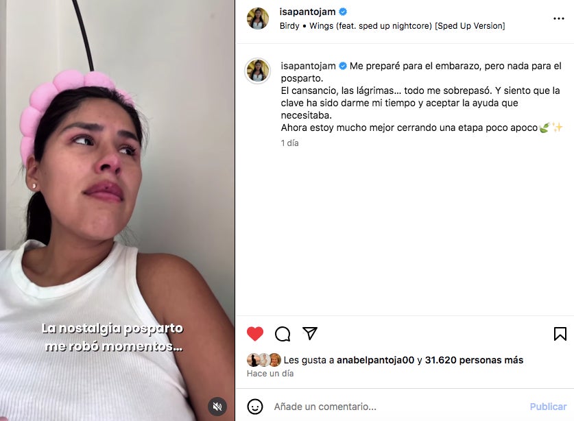 Isa Pantoja reconeix que ha patit un postpart dur - Instagram