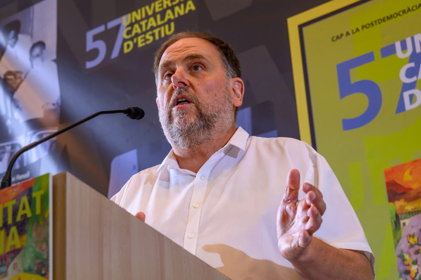 Oriol Junqueras, en la seva intervenció aquest dilluns a la UCE/Josep Maria Muntaner/UCE