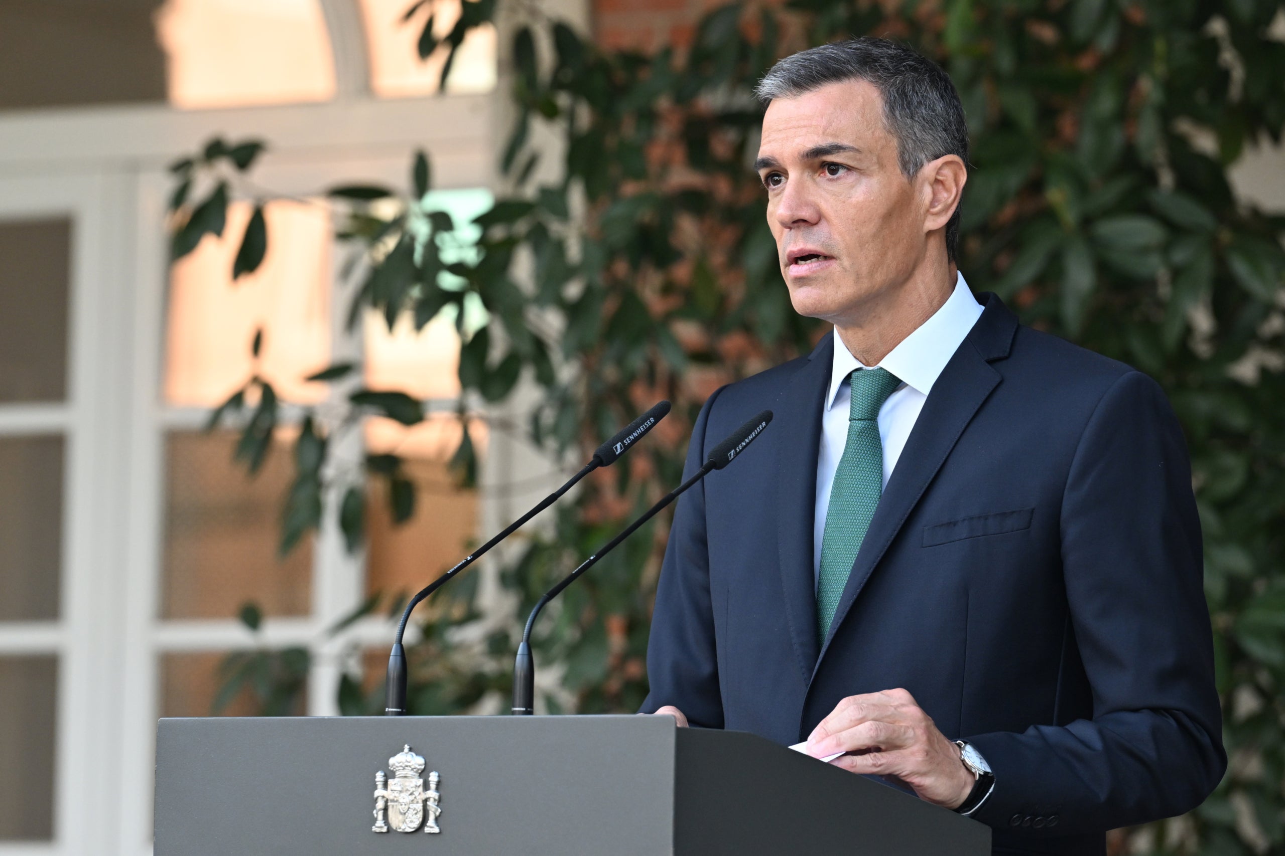 El president espanyol, Pedro Sánchez, en una declaració des de la Moncloa / ACN