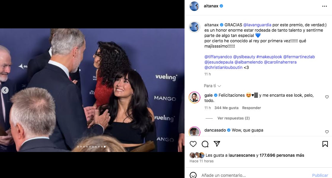 Aitana s'ha mostrat entusiasmada de poder coincidir amb el rei espanyol - Instagram