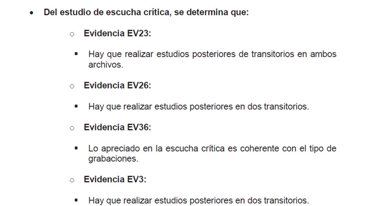 Part de l'informe de la Guàrdia Civil sobre els àudios que admeten que cal fer estudis posteriors per descartar manipulacions/QS