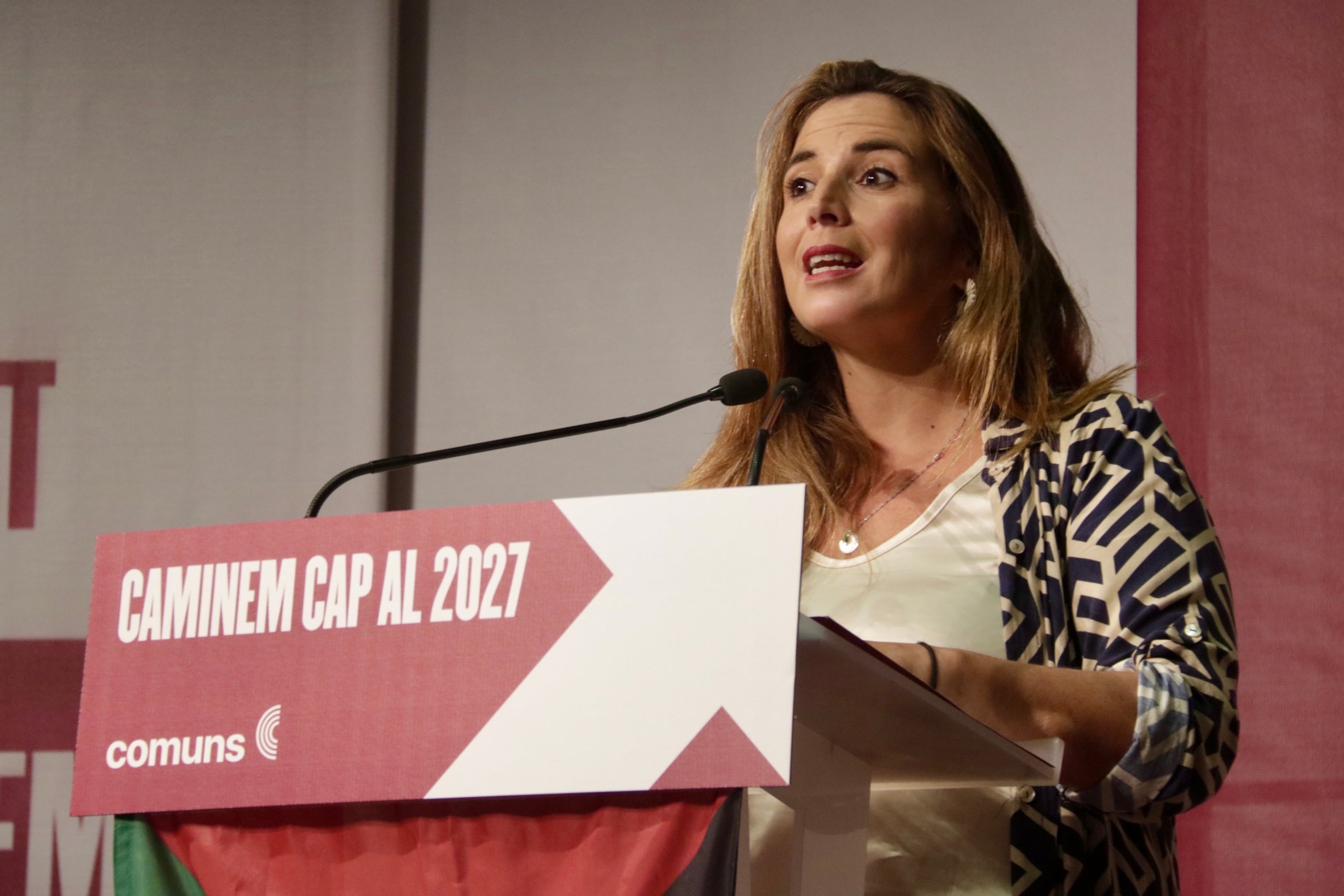 La coordinadora nacional dels Comuns, Candela López, intervé a la Jornada Municipalista del partit | Jordi Pujolar (ACN)