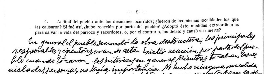 Document que va difondre Albert Velasco sobre l'enquesta del Bisbat de Lleida a Sixena, on el capellà de la població insisteix que va ser el poble qui va secundar la crema/Albert Velasco