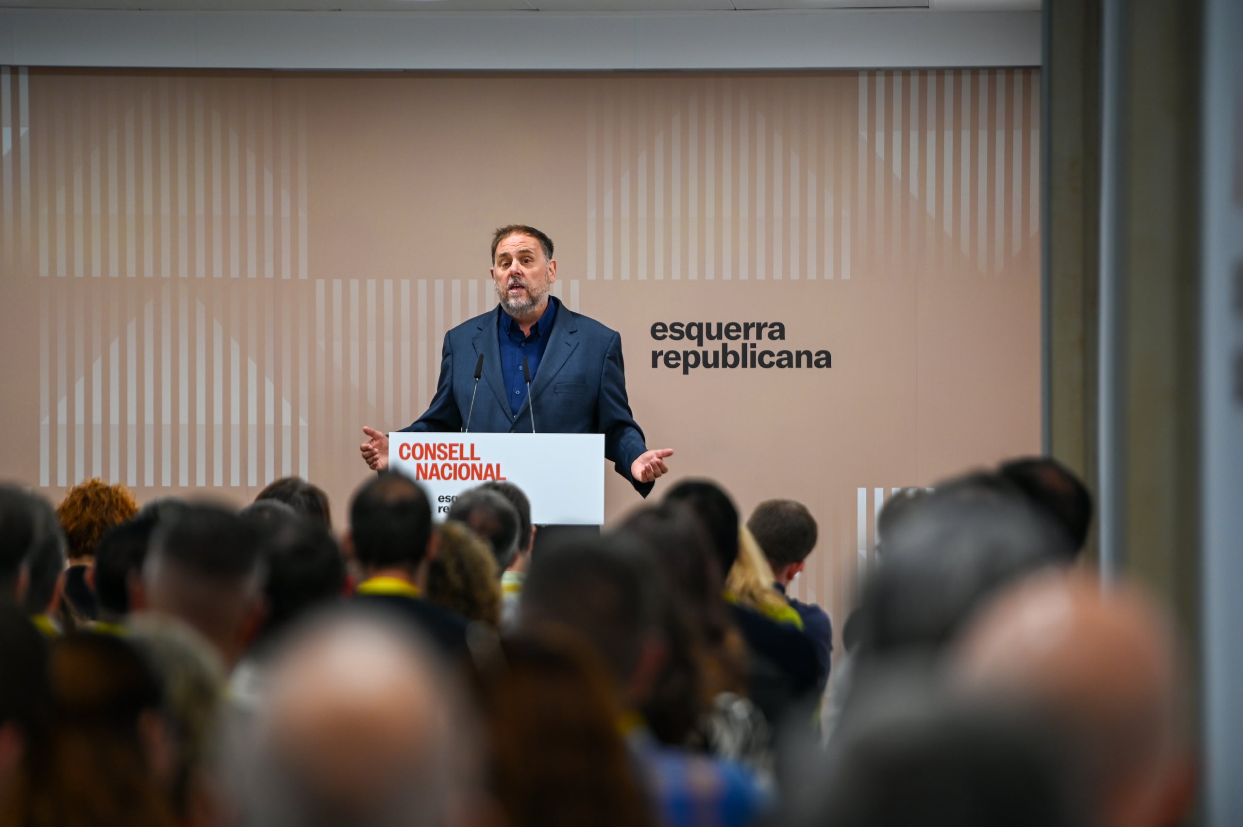 Oriol Junqueras, en un moment del consell nacional de la formació del 20 de setembre/Paula  Roque/ERC