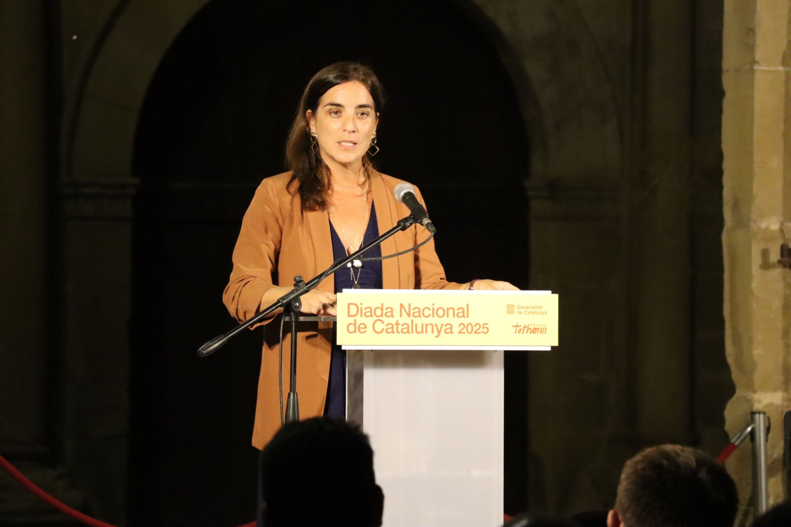 la consejera de Investigación y Universidades, Núria Montserrat, durante la conmemoración de la Diada en las Terres de l'Ebre / Govern