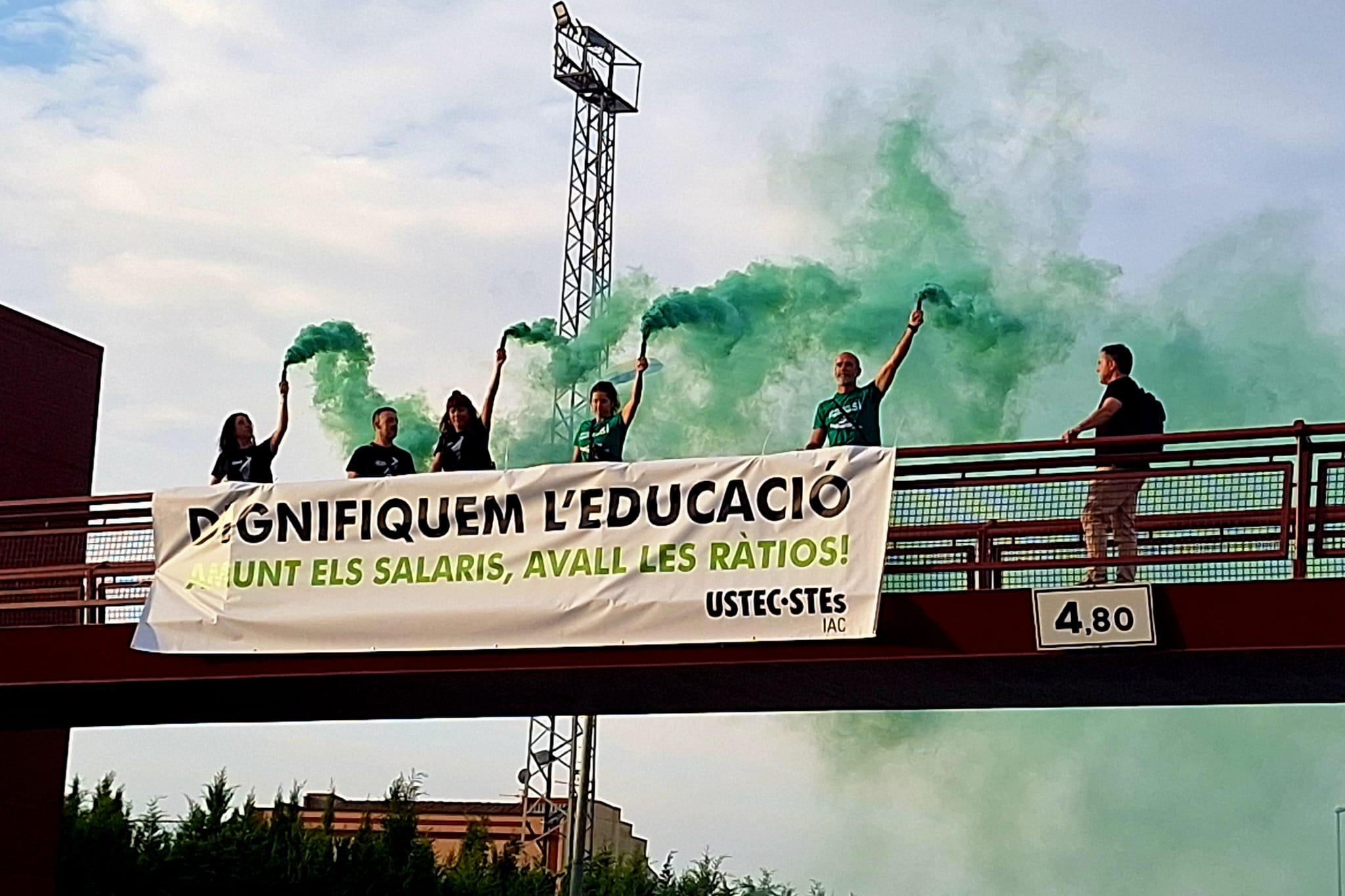 Imatge de la protesta descentralitzada d'USTEC amb motiu del primer dia de curs / Cedida per USTEC
