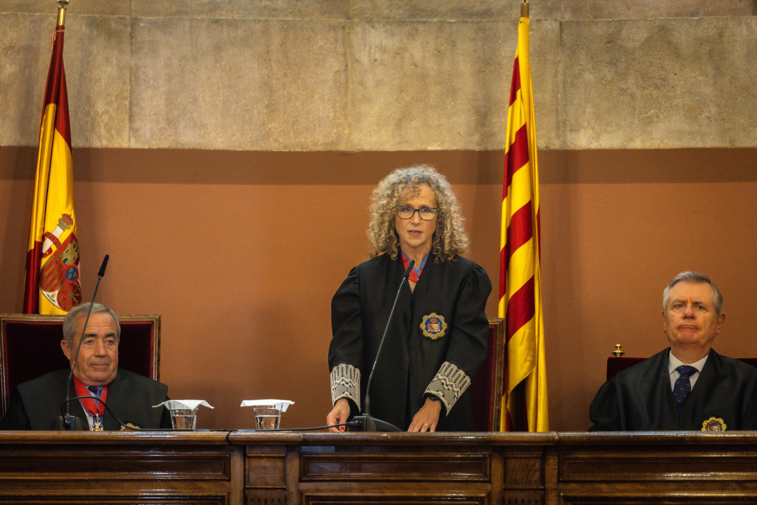 La presidenta del TSJC, Mercè Caso, en la cerimònia d'obertura de l'any judicial aquest migdia a Barcelona/Jordi Borràs/ACN