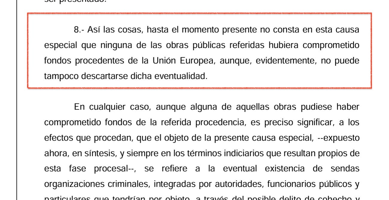 Parte de la respuesta del juez Puente a la Fiscalía Europea sobre el caso Cerdán/QS