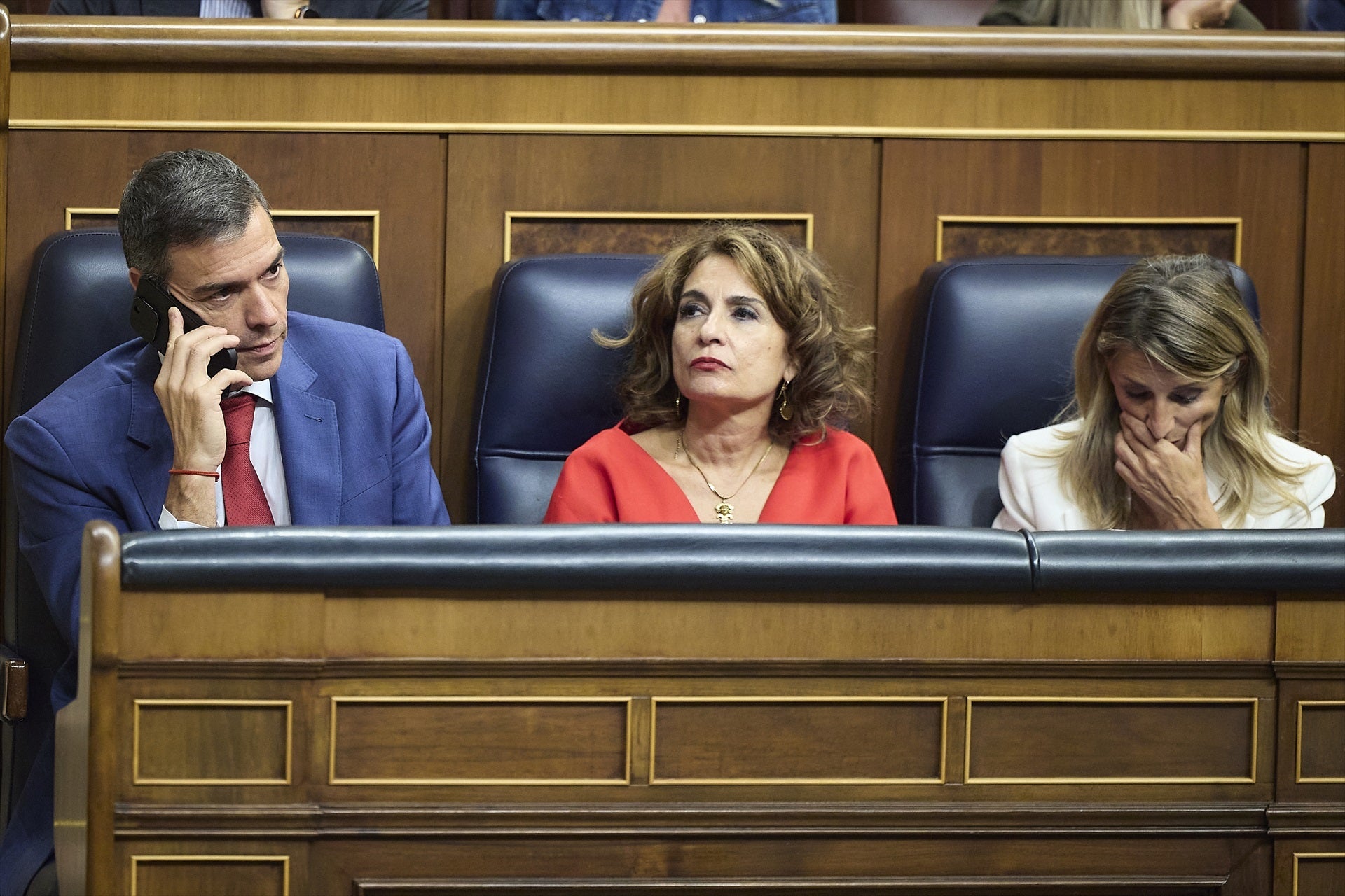 Sánchez, Montero i Díaz en un ple del Congrés / Europa Press