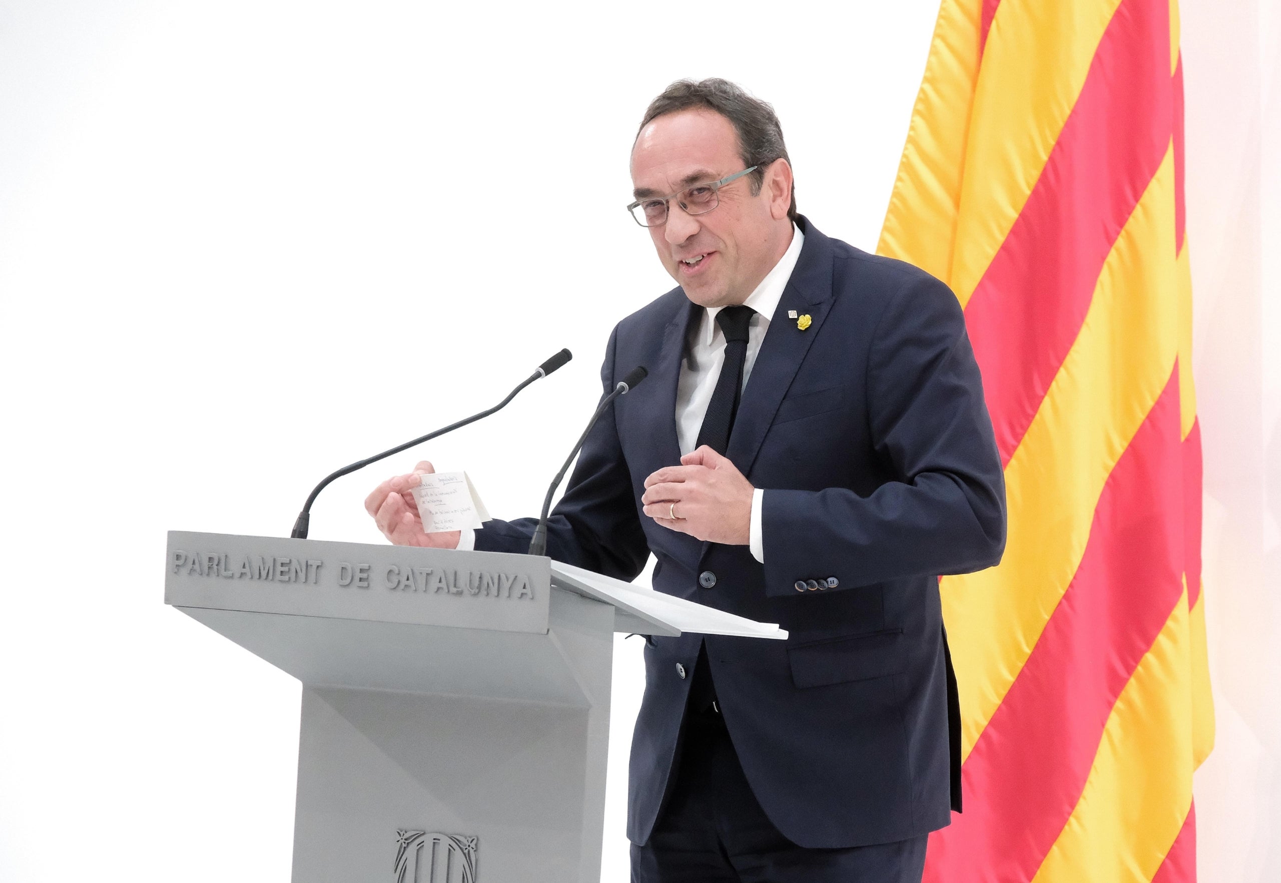 El presidente del Parlamento, Josep Rull, en el acto del 25º aniversario del organismo / CAC