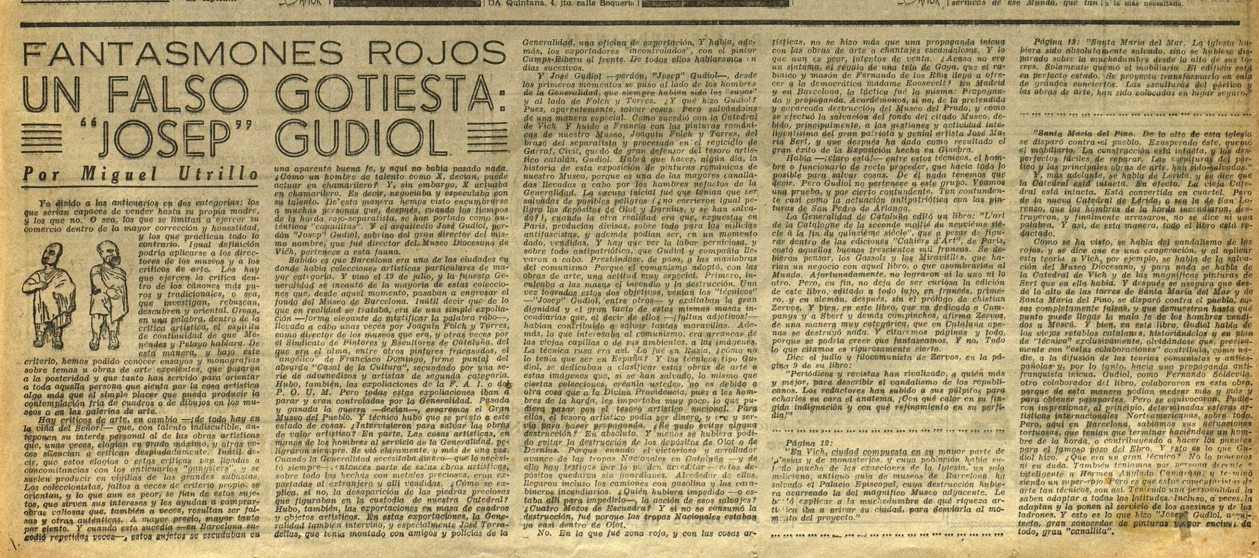 El artículo del Fantamones Rojos dedicado a Gudiol/Archivo de Barcelona