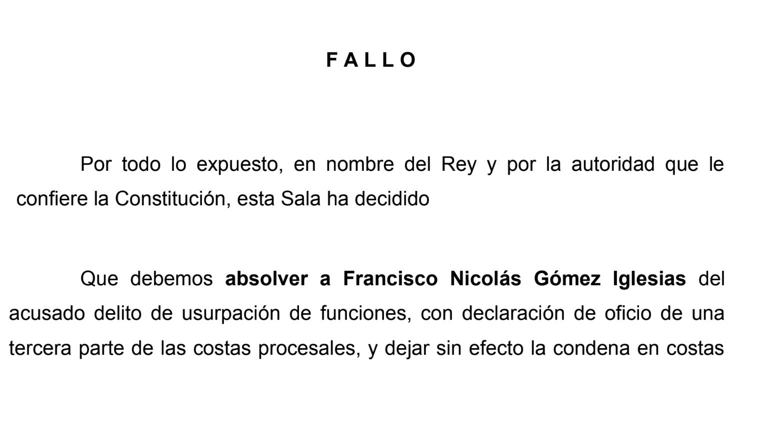 Parte dispositiva sentencia Supremo sobre la absolución del Pequeño Nicolás/QS
