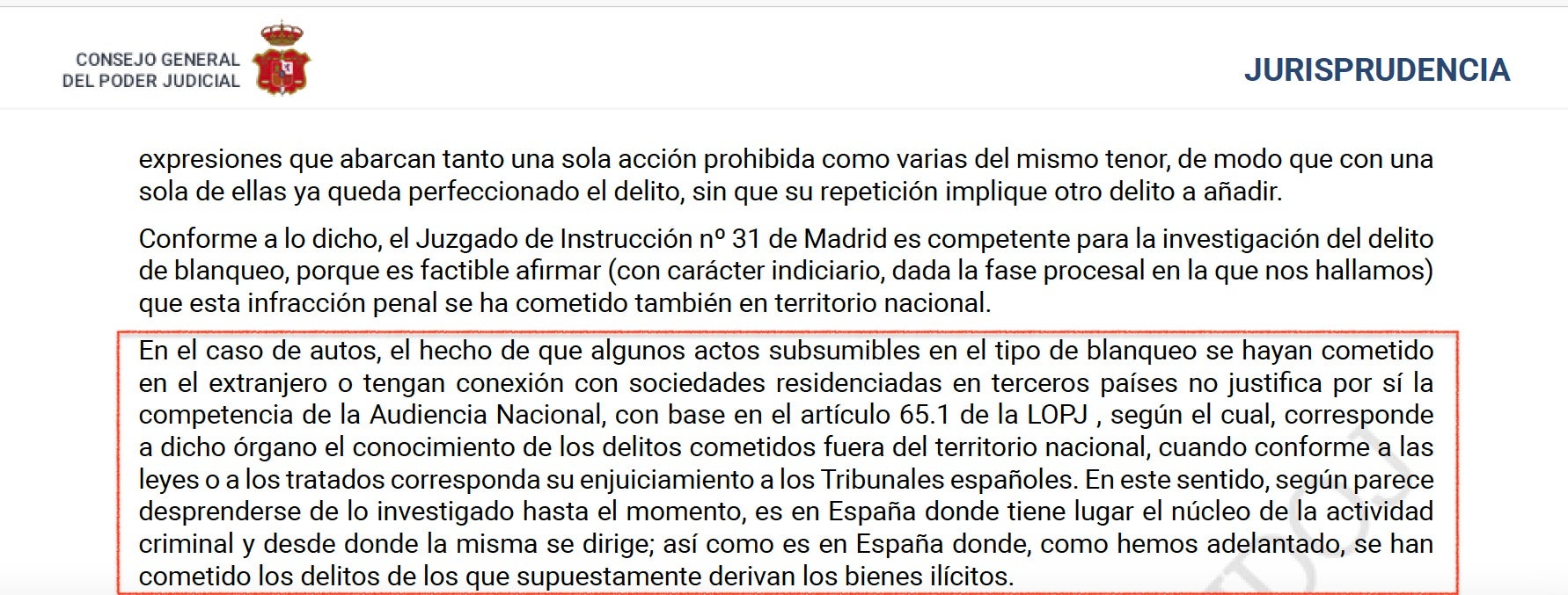 Part dispositiva de la interlocutòria de Marchena que pot alliberar els Pujol de l'Audiència Nacional/CENDOJ