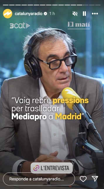 Tatxo Benet parla de les pressions que ha rebut per traslladat Mediapro a Madrid - Catalunya Ràdio