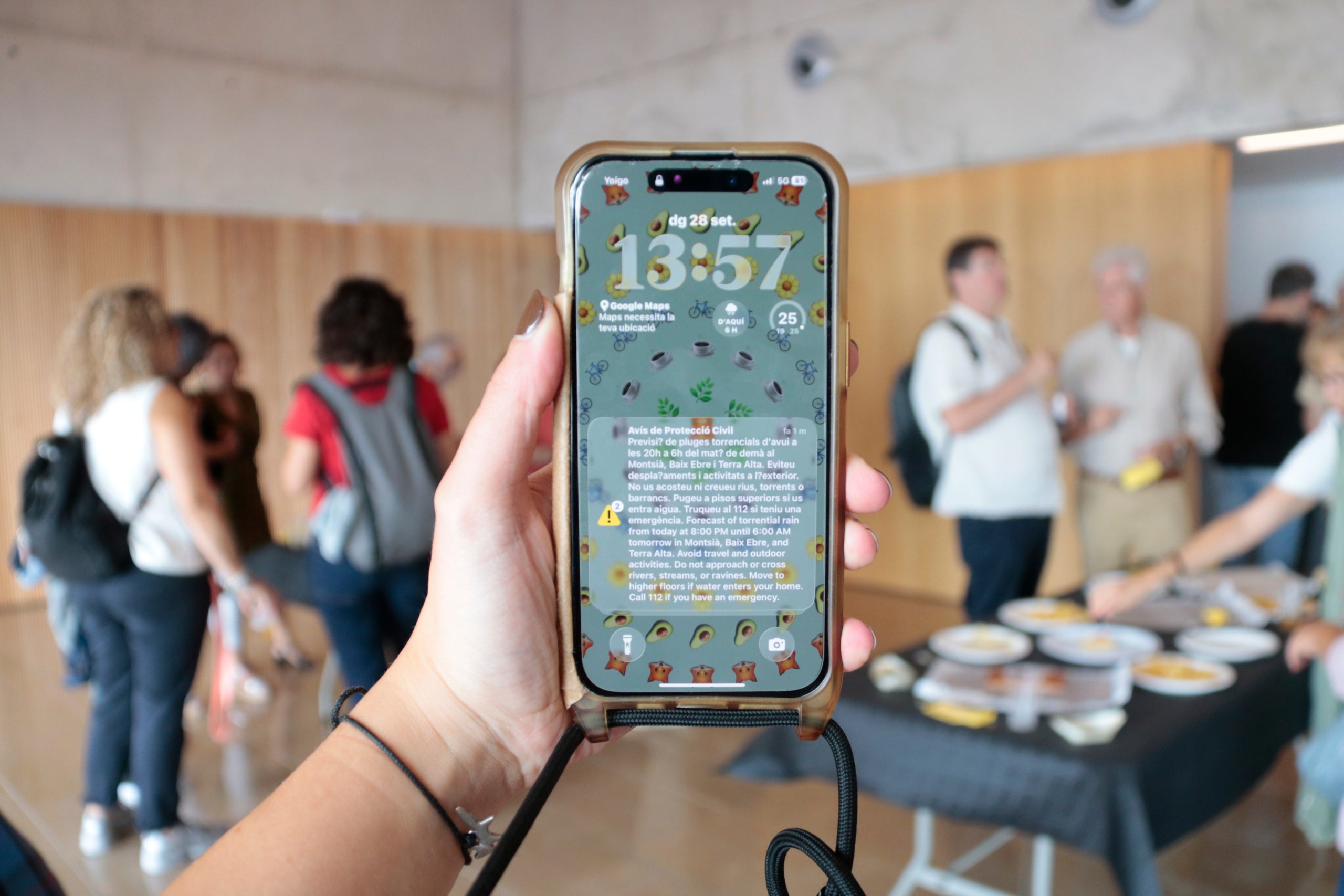 Alerta enviada per Protecció Civil el passat 28 de setembre per avisar del perill de pluges torrencials aquest vespre i nit al Montsià, Baix Ebre i Terra Alta / ACN