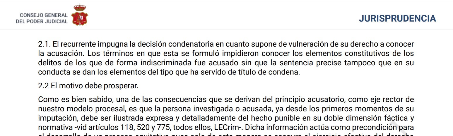 Un dels paràgrafs de la interlocutòria de Filesa sobre el principi acusatori/Cendoj