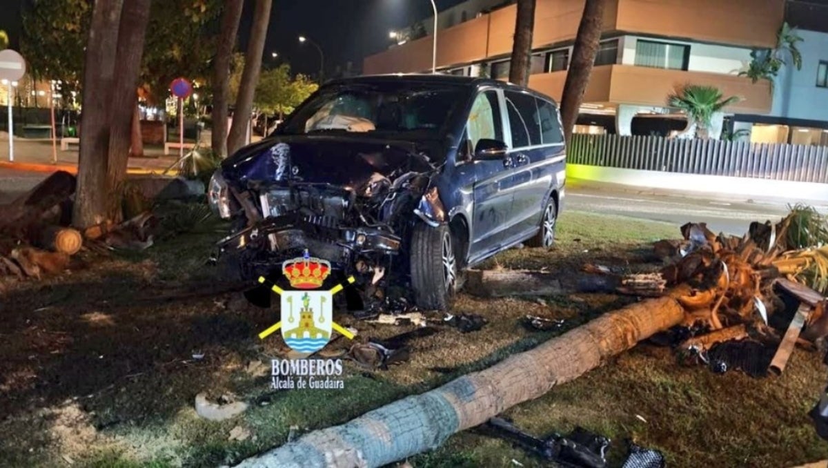 Així va quedar el vehicle de Cayetano Rivera després de xocar amb una palmera | Europa Press