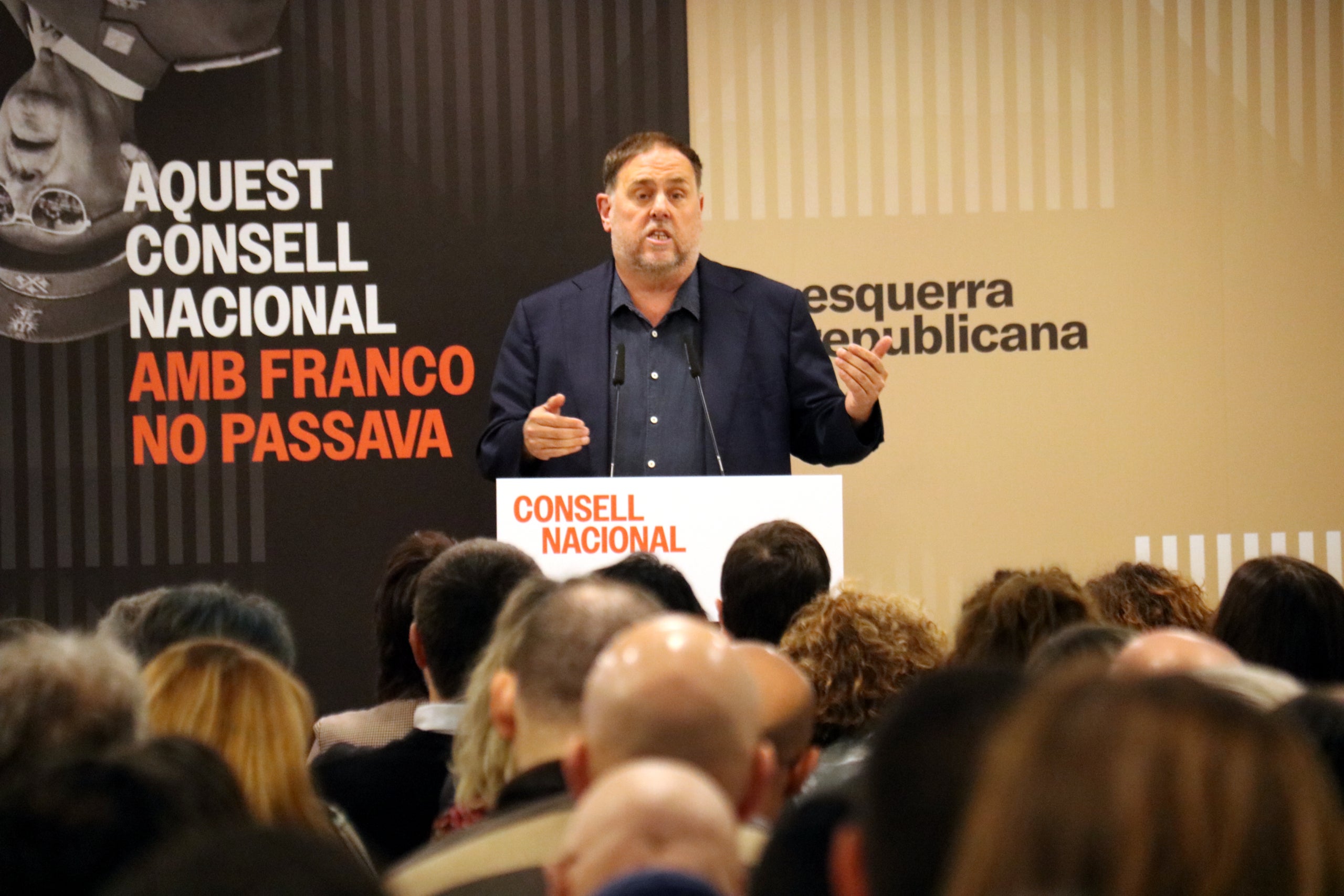 El líder d'ERC, Oriol Junqueras, durant el Consell Nacional del seu partit / Nia Escolà (ACN)