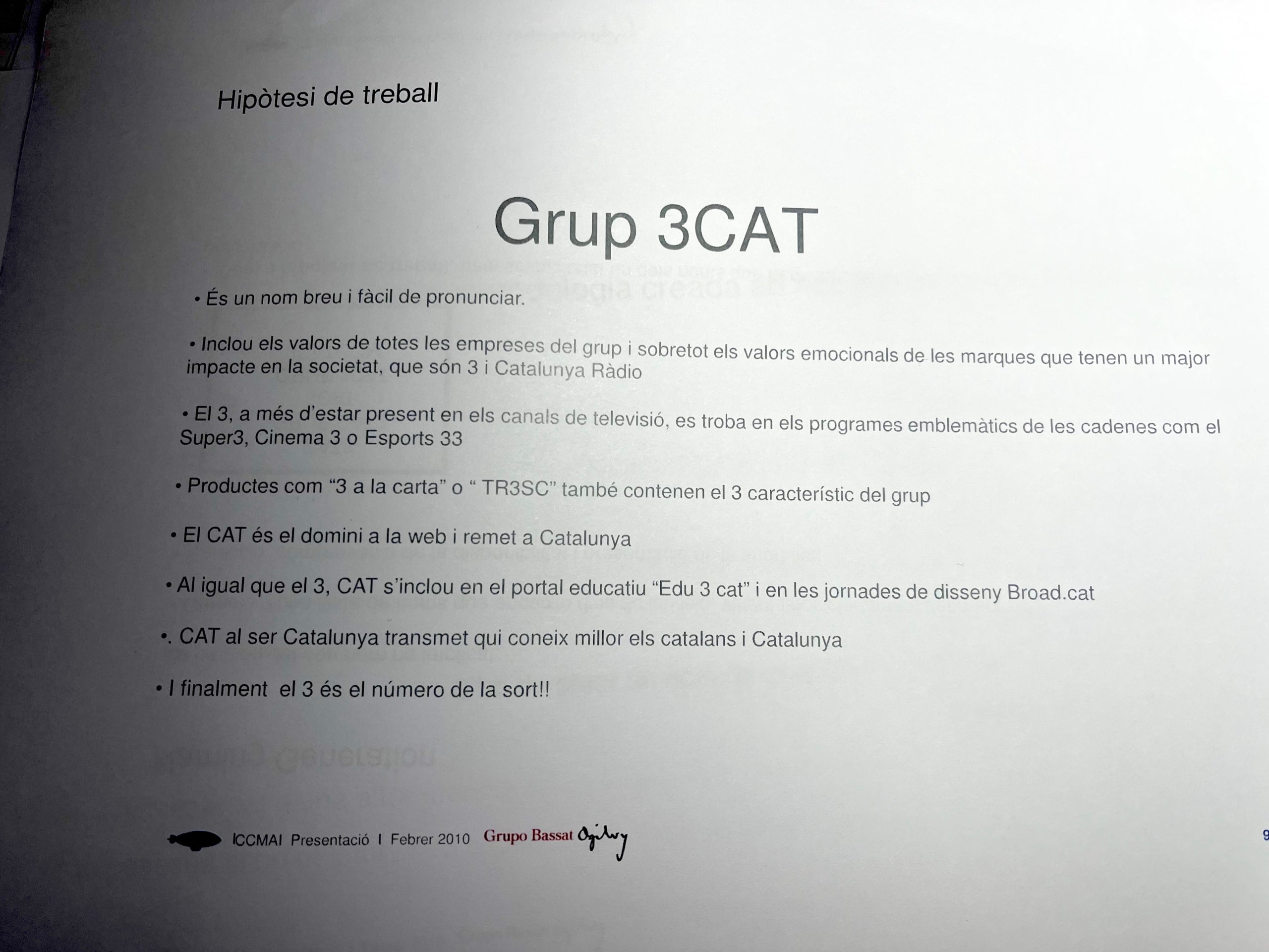 Parte del documento donde se plantean las ventajas del nombre 3CAT/QS