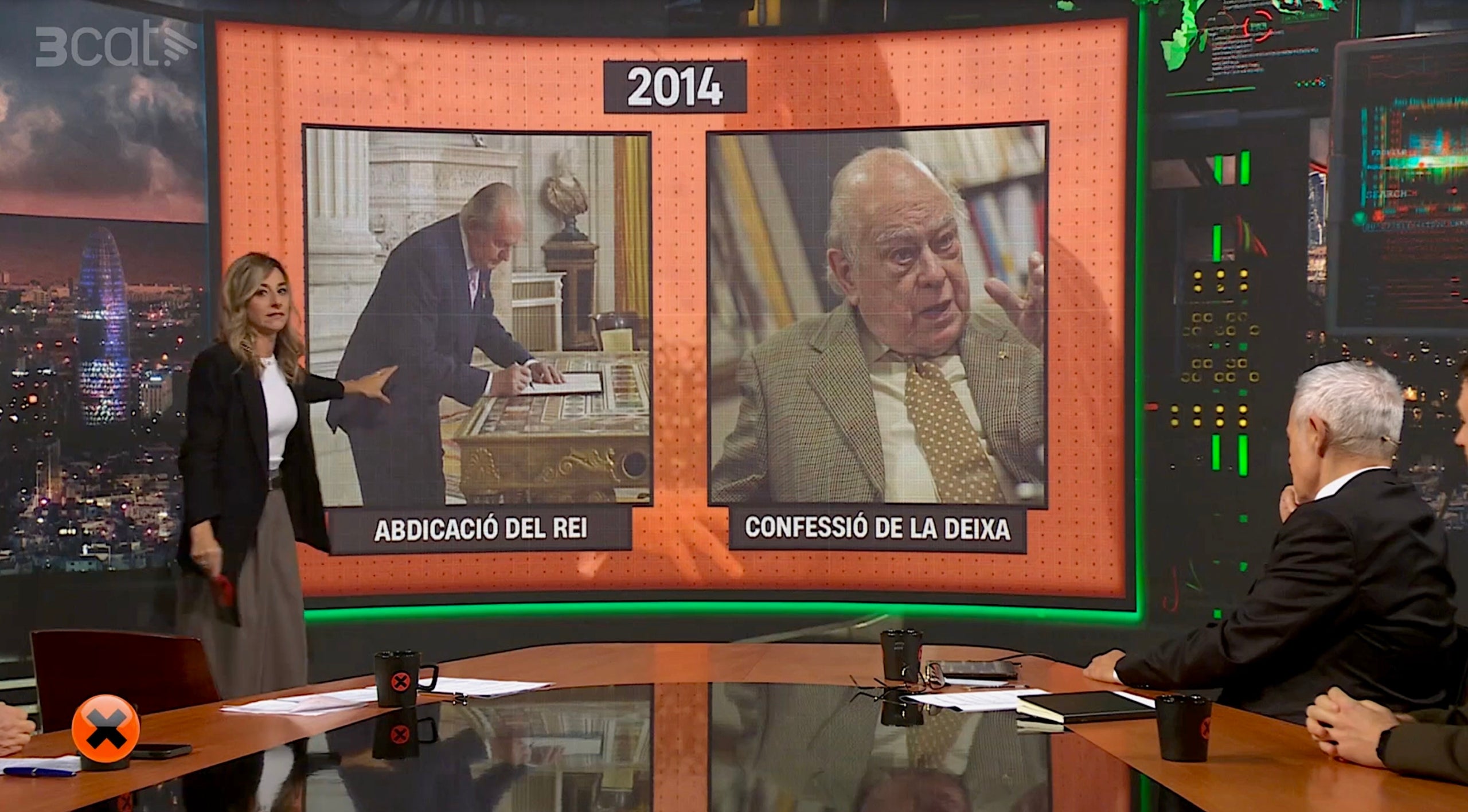 El momento del programa 'Col·lapse' en el que se hizo un paralelismo entre Pujol y Juan Carlos I / 3CAT