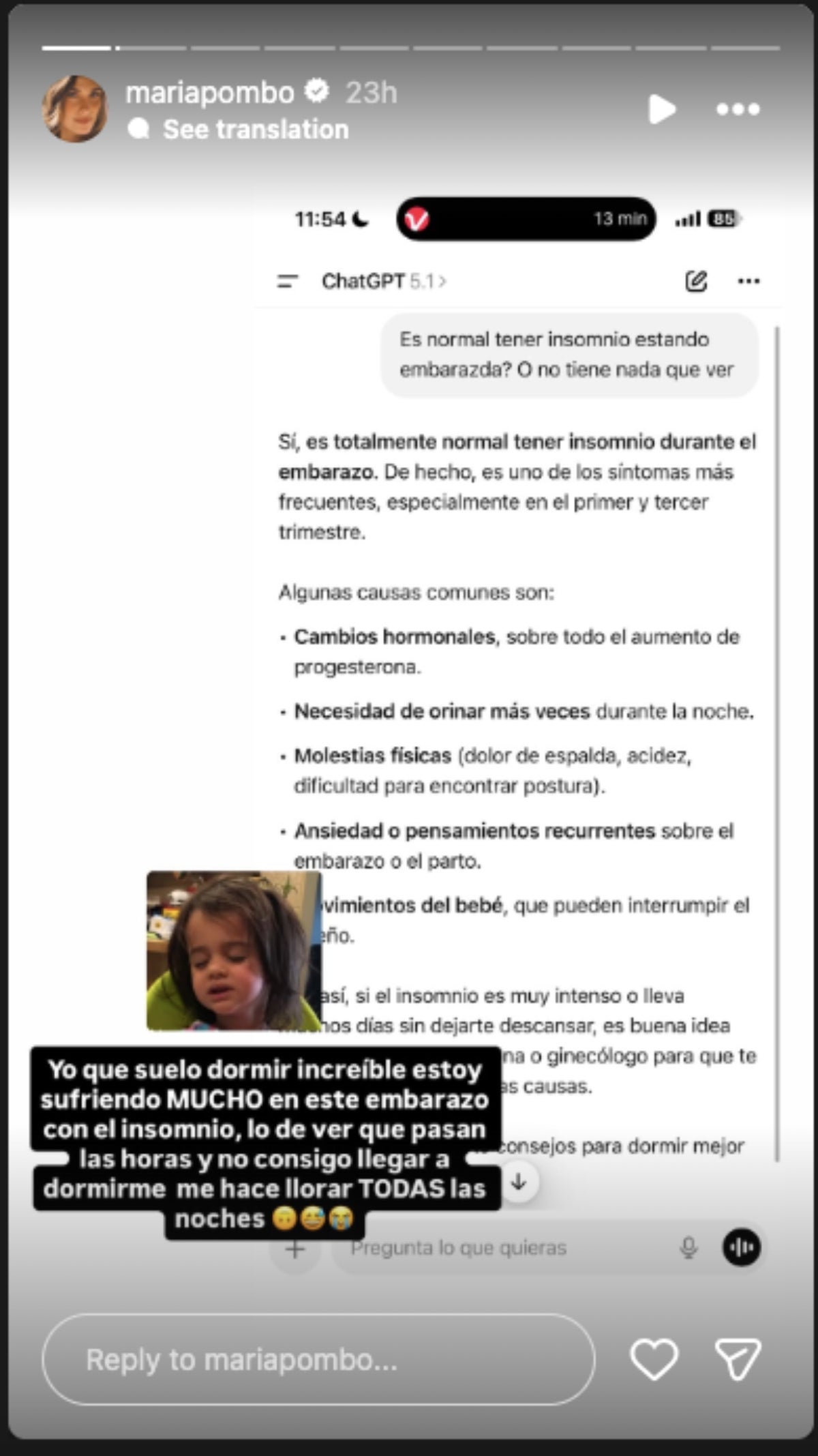 María Pombo comparteix els seus problemes amb l'insomni | Instagram