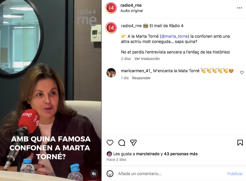 Marta Torné confessa que la confonen amb una actriu famosa - Instagram