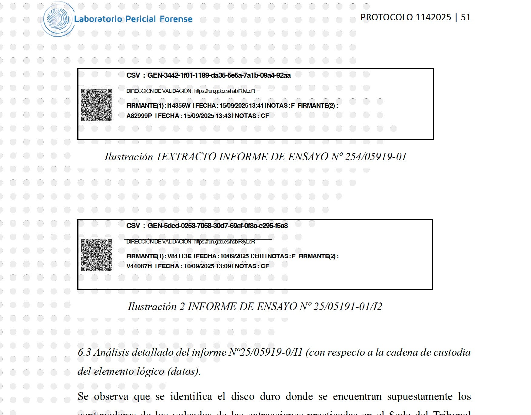 Part de l'informe pericial  dels àudios aportats per Cerdán/QS