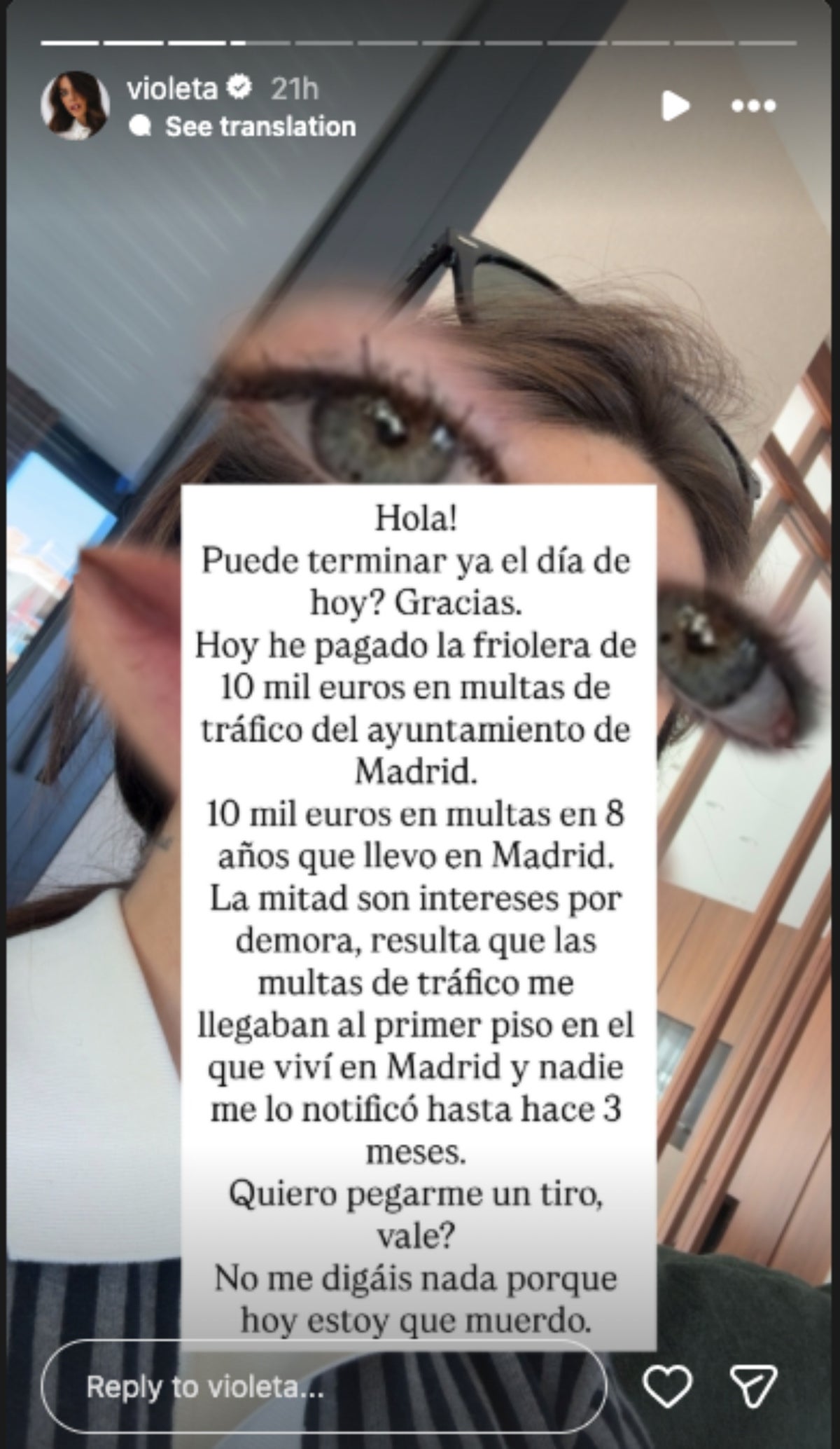 Violeta revela que ha pagat 10.000 euros en multes de tràfic a l'Ajuntament de Madrid | Instagram