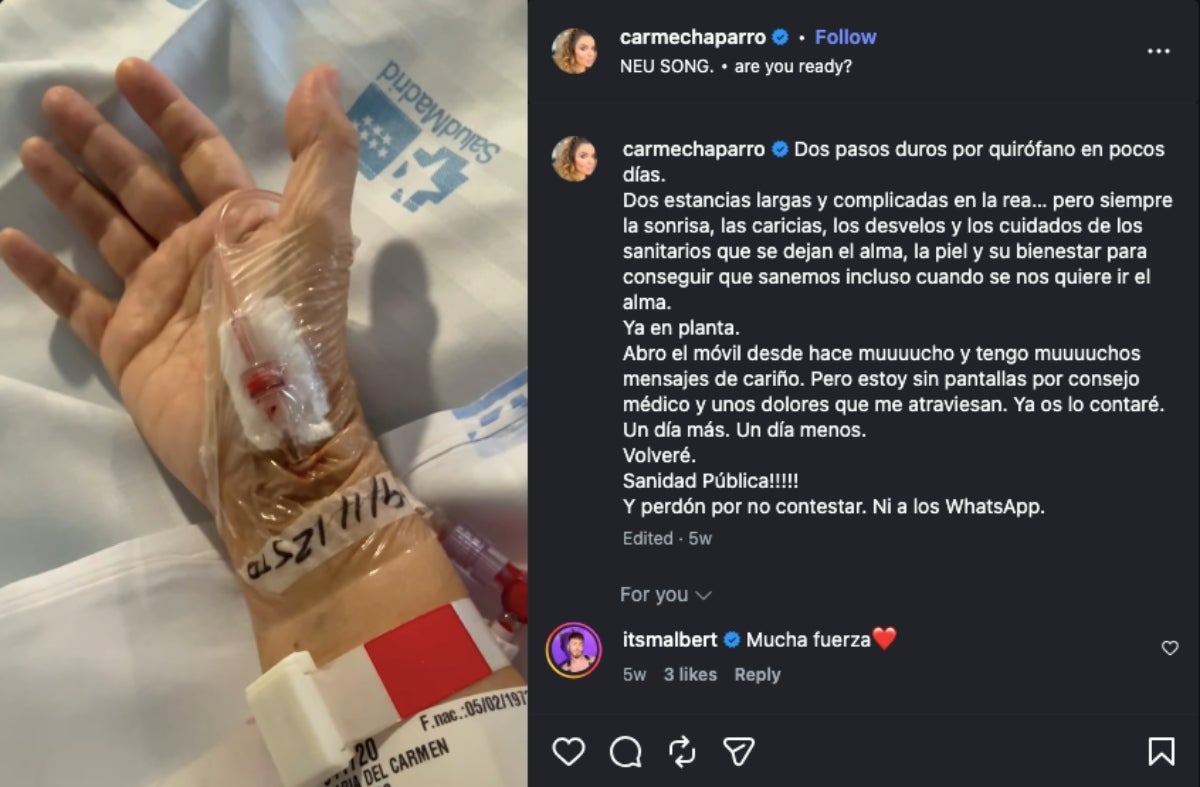 Carme Chaparro revela com ha estat el seu ingrès hospitalari | Instagram