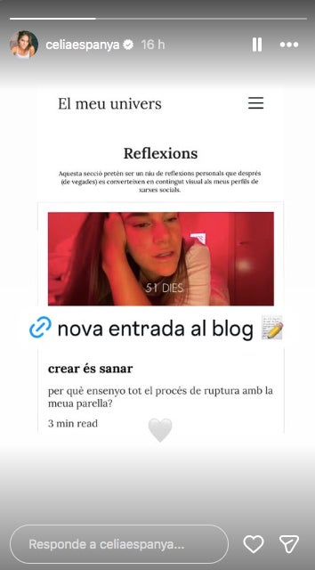 Cèlia Espanya se sincera sobre la ruptura sentimental - Instagram