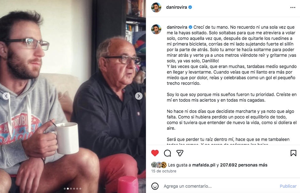 Dani Rovira s'acomiada del pare públicament - Instagram