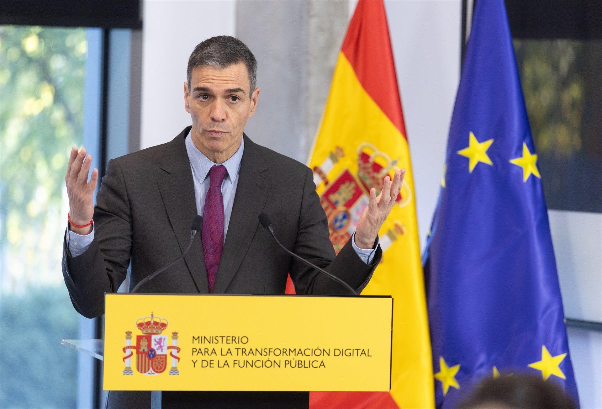 El president espanyol, Pedro Sánchez, durant una roda de premsa / Europa Press